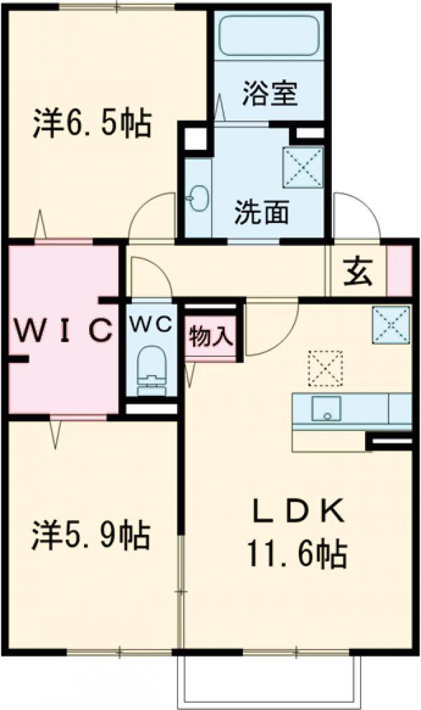 WITつくば(2LDK/1階)の間取り写真