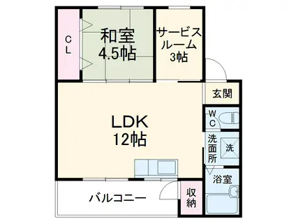 川上団地19号棟(1SLDK/3階)の間取り写真