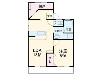 ハイツ河原 C棟(1SLDK/1階)の間取り写真