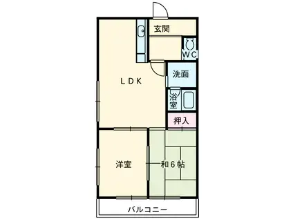 第3宮脇笹川ハイツ(2LDK/2階)の間取り写真