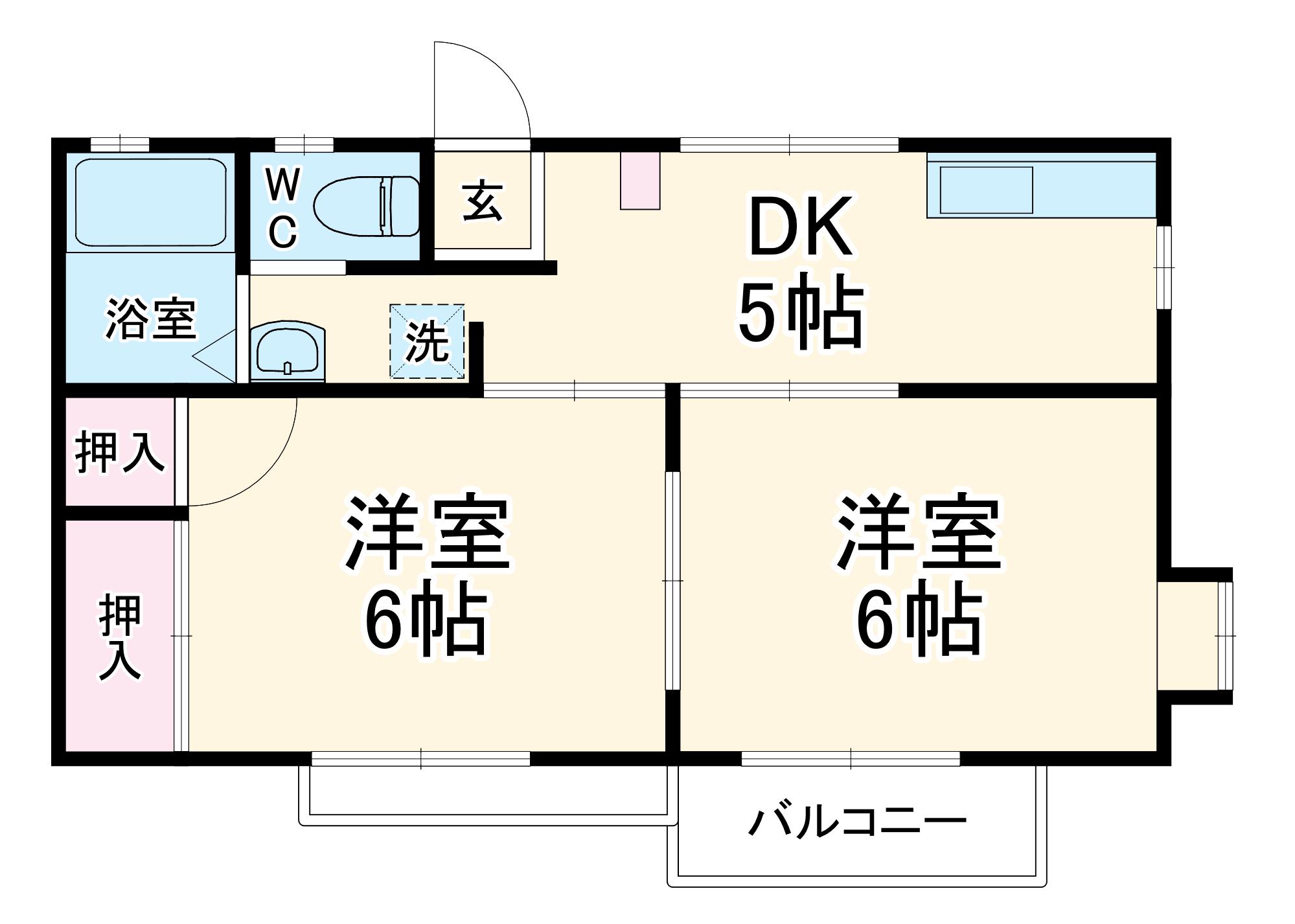 フローラ壱番館(2K/2階)の間取り写真