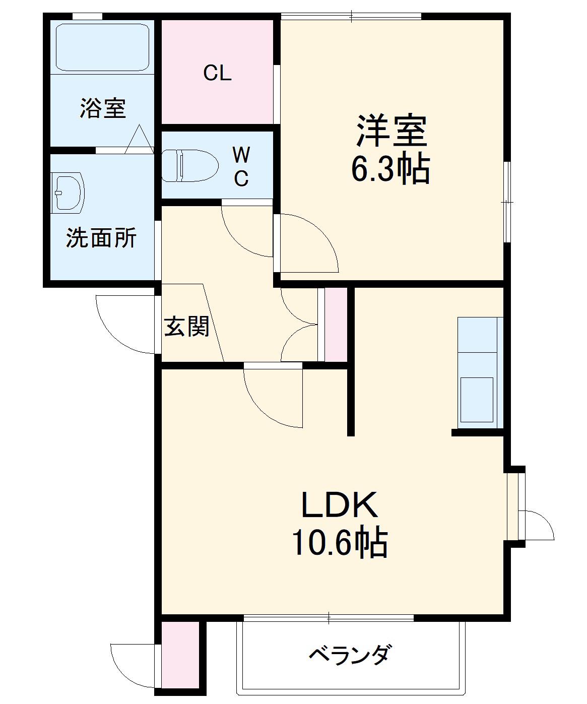 グリーンパレス(1LDK/1階)の間取り写真