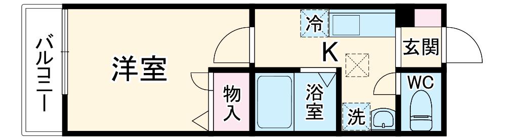 LATOUR(1K/1階)の間取り写真