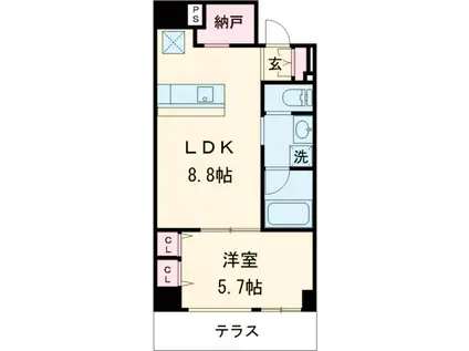 アリュイッテ富士見台(1LDK)の間取り写真