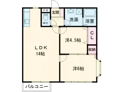 ハイツ平田 Ⅱ(2LDK/2階)の間取り写真