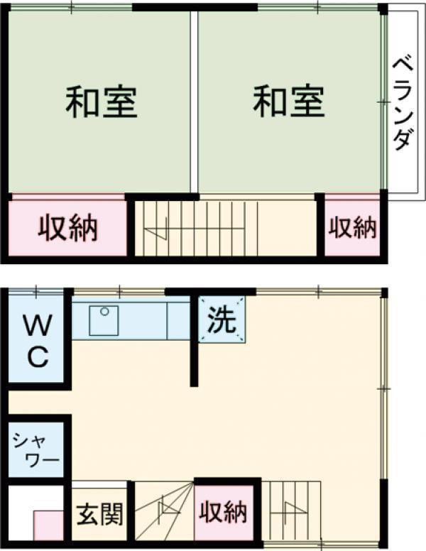 西武池袋・豊島線 ひばりケ丘駅(東京) 徒歩14分 2階建 築64年(2LDK)の間取り写真