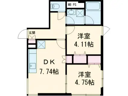 グランドソレイユ8(2LDK/1階)の間取り写真