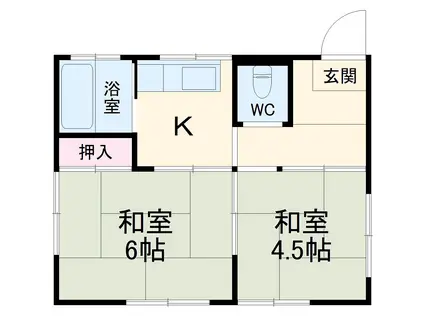 京成電鉄本線 公津の杜駅 徒歩12分 1階建 築53年(2K)の間取り写真