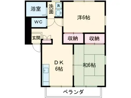 エステートピアカシマ1(2DK/1階)の間取り写真
