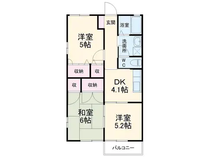 グランシャリオC(3DK/1階)の間取り写真