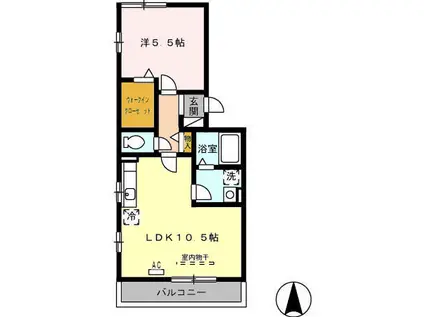 エスポアール(1LDK/2階)の間取り写真