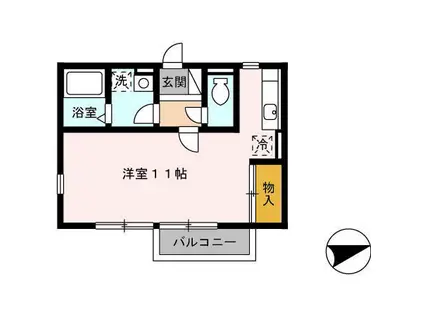 ブランドミール(ワンルーム/2階)の間取り写真