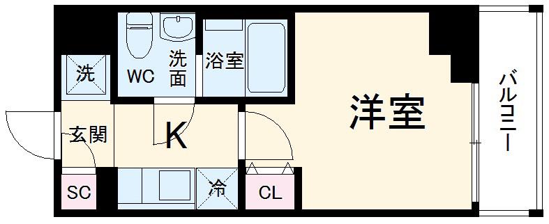 レガーロ吉野町(1K/5階)の間取り写真