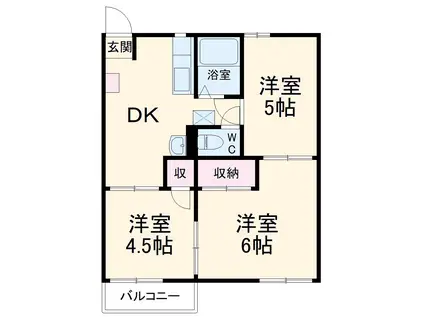 パークハイツA(3DK/1階)の間取り写真