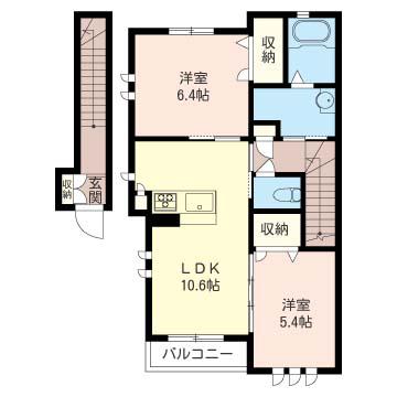 フィナンツェーラ C(2LDK/2階)の間取り写真