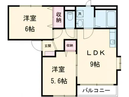 グランドール連取B(2LDK/2階)の間取り写真