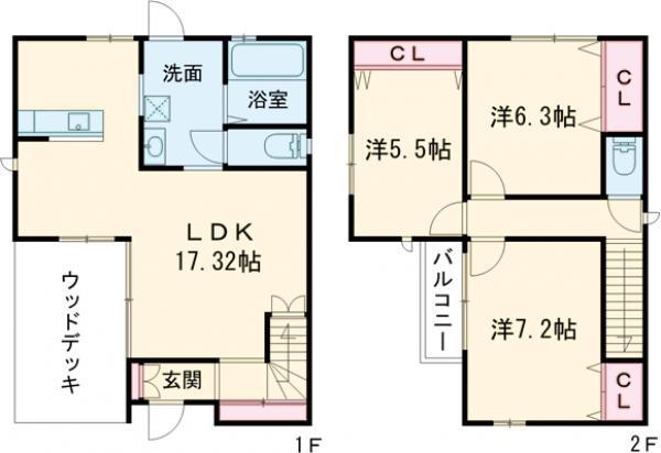 両毛線 駒形駅 徒歩26分 2階建 築9年(3LDK)の間取り写真