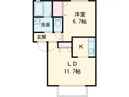 グランドール駒形B(1LDK/2階)の間取り写真