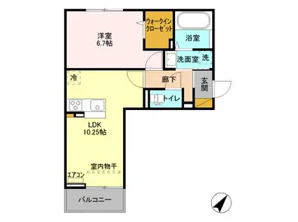 セレブレイト本城(1LDK/2階)の間取り写真