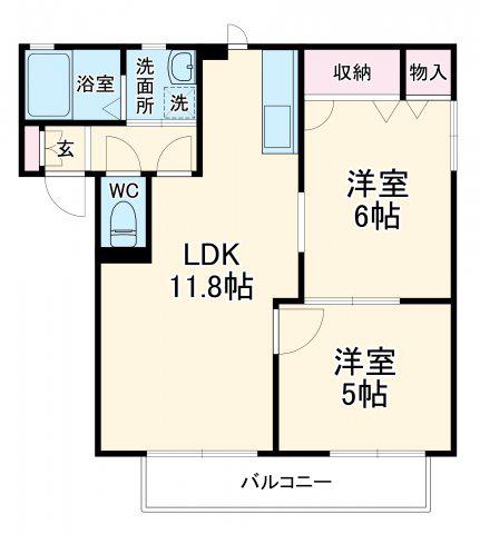 グラン・ドルチェ E棟(2LDK/2階)の間取り写真