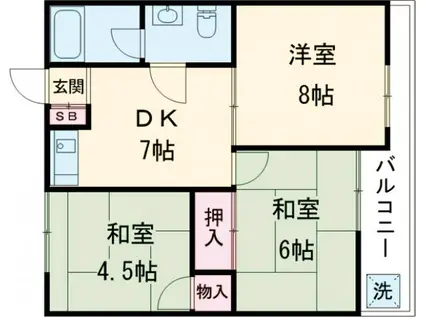 田中第二マンション(3DK/2階)の間取り写真