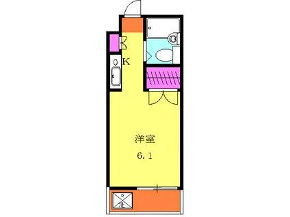 ベルライト能見台(ワンルーム/2階)の間取り写真