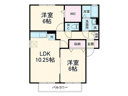 ヴェルドミールⅠ(2LDK/1階)の間取り写真