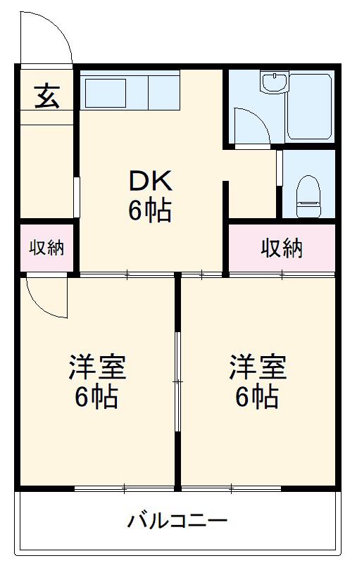 リバーハイム清水(2DK/1階)の間取り写真