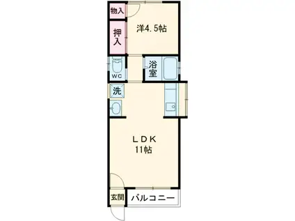 OKハイツ宮子(1LDK/1階)の間取り写真