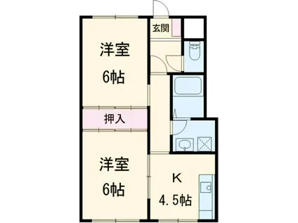 コーポニシムラ 1号棟(2DK/1階)の間取り写真