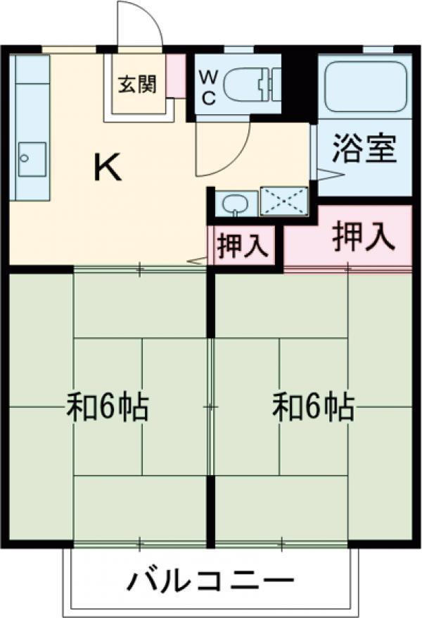 パナハイツアイン(2DK/2階)の間取り写真