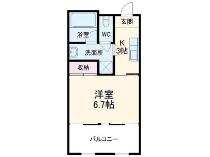 63ビル(1K/5階)の間取り写真