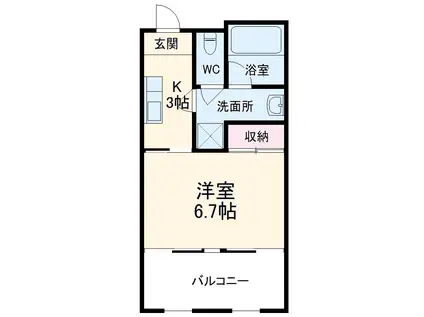 63ビル(1K/6階)の間取り写真