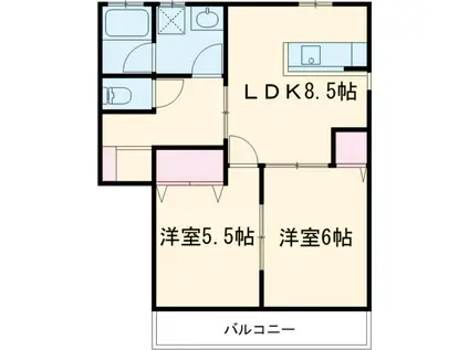 グレイスC(2LDK/2階)の間取り写真