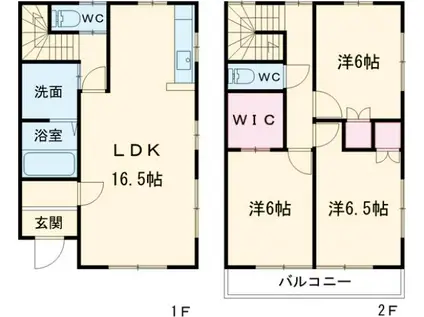 緑三丁目メゾネット(3LDK)の間取り写真