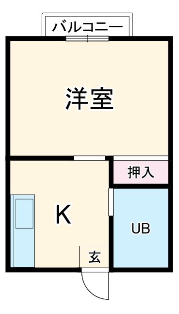兼子ハイツ(1K/2階)の間取り写真