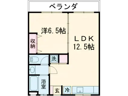 エナジー1(1LDK/4階)の間取り写真