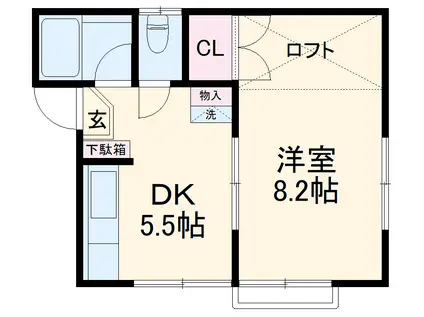 ハナワレジデンス(1DK/1階)の間取り写真