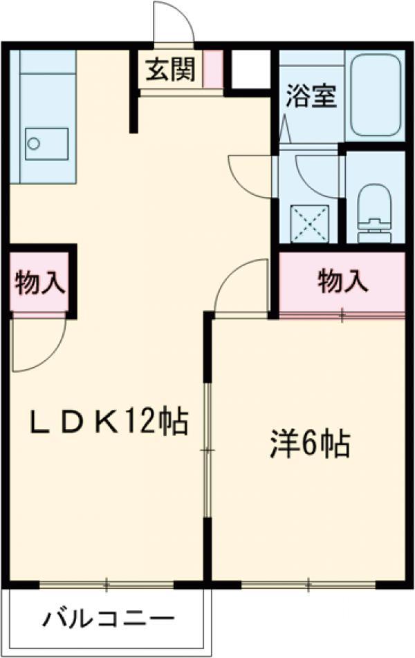 サンパレス足利2(1LDK/2階)の間取り写真
