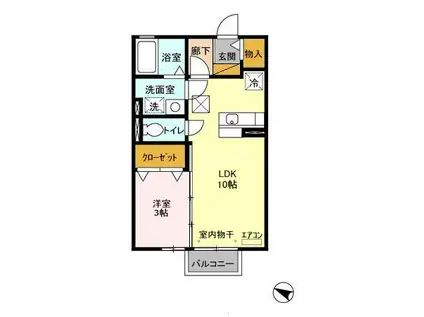 アネックスMITOⅢ(1LDK/1階)の間取り写真