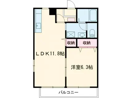 ガーデンヒルズ河和田壱番館(1LDK/3階)の間取り写真