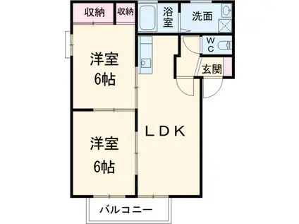 パルテールC(2LDK/1階)の間取り写真