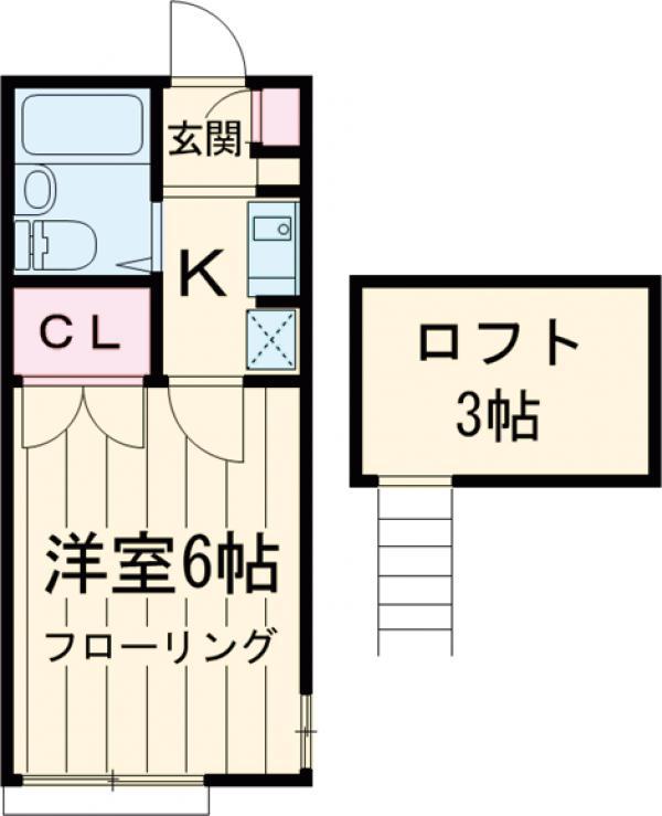 染東ハイツ2(1K/2階)の間取り写真