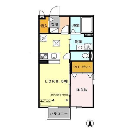 エクレール・シャンブル(1LDK/1階)の間取り写真