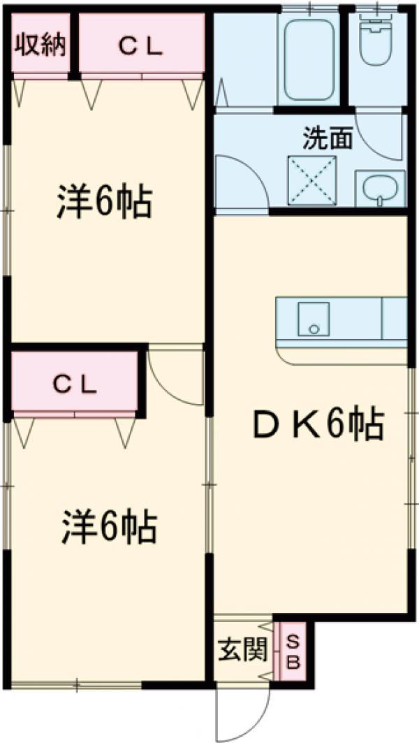 東武伊勢崎・大師線 新伊勢崎駅 徒歩75分 1階建 築38年(2DK)の間取り写真