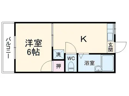 サンパレス宝町B棟(1K/1階)の間取り写真