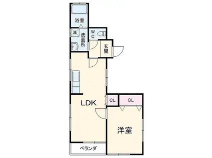 ポシブル(1LDK/2階)の間取り写真