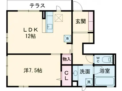 ヴィラ多摩(1LDK/1階)の間取り写真