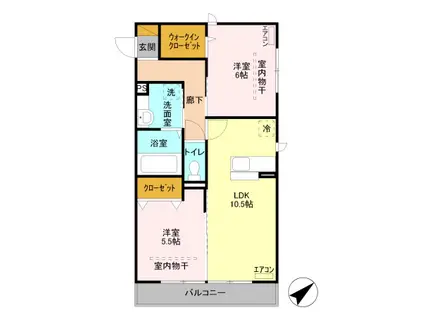 ラ・メゾンMMD 3(2LDK/3階)の間取り写真