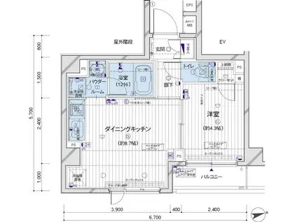 メインステージ府中中河原駅前(1DK/5階)の間取り写真